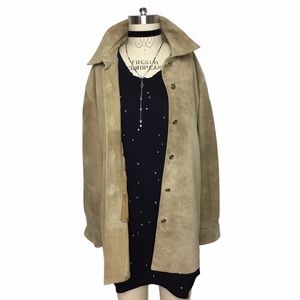 VINTAGE BEAUTIFUL BEIGE LEATHER BUTTON DOWN!!!